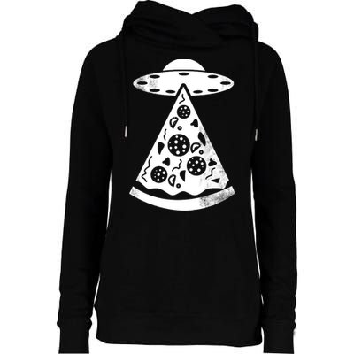 UFO Alien Pizza Womens Funnel Neck Pullover Hood