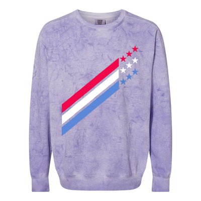 Usa American Patriotic Red White Blue Stars & Stripes Sports Colorblast Crewneck Sweatshirt