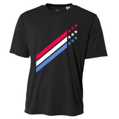 Usa American Patriotic Red White Blue Stars & Stripes Sports Cooling Performance Crew T-Shirt