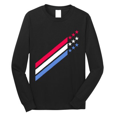 Usa American Patriotic Red White Blue Stars & Stripes Sports Long Sleeve Shirt