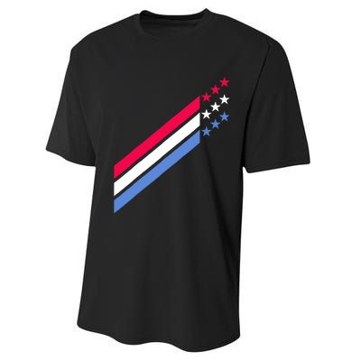 Usa American Patriotic Red White Blue Stars & Stripes Sports Performance Sprint T-Shirt