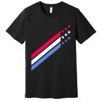 Usa American Patriotic Red White Blue Stars & Stripes Sports Premium T-Shirt