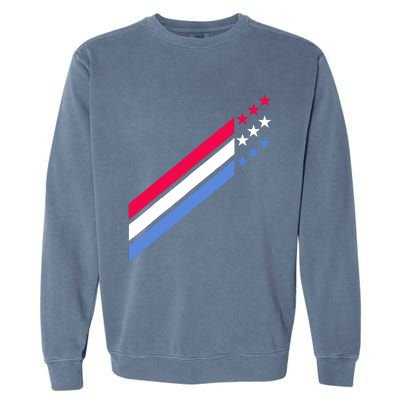 Usa American Patriotic Red White Blue Stars & Stripes Sports Garment-Dyed Sweatshirt