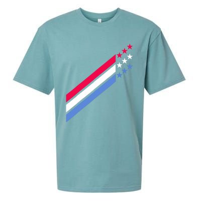 Usa American Patriotic Red White Blue Stars & Stripes Sports Sueded Cloud Jersey T-Shirt