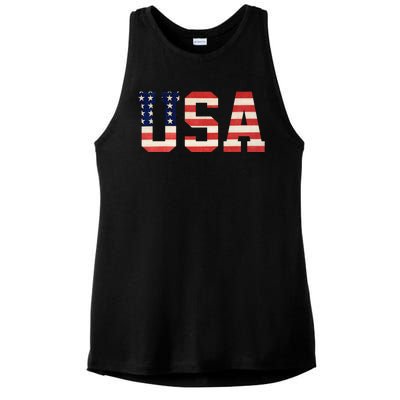 Usa American Pride Festive Ladies PosiCharge Tri-Blend Wicking Tank