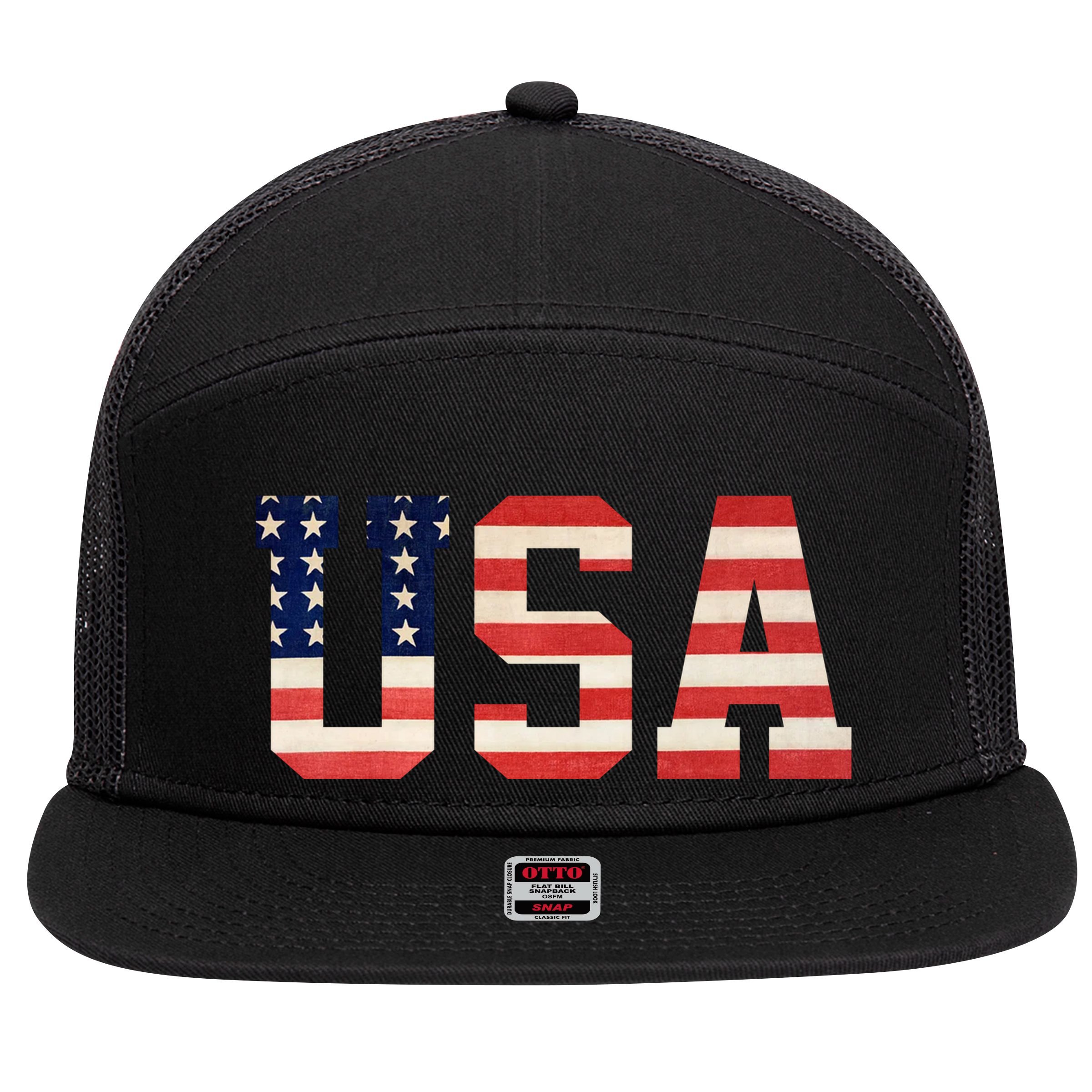 Usa American Pride Festive 7 Panel Mesh Trucker Snapback Hat