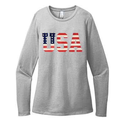 Usa American Pride Festive Womens CVC Long Sleeve Shirt