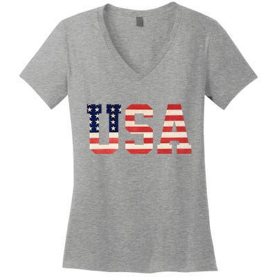 Usa American Pride Festive Women's V-Neck T-Shirt