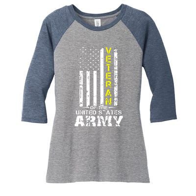 U.S. Army Proud Army Veteran Vintage Gift Women's Tri-Blend 3/4-Sleeve Raglan Shirt