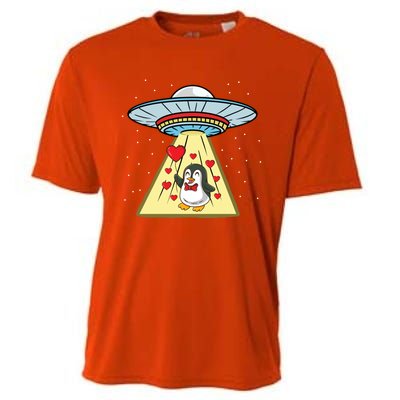 Ufo Abduction Penguin Valentines Day Cute Gift Cooling Performance Crew T-Shirt