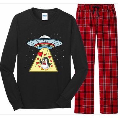 Ufo Abduction Penguin Valentines Day Cute Gift Long Sleeve Pajama Set