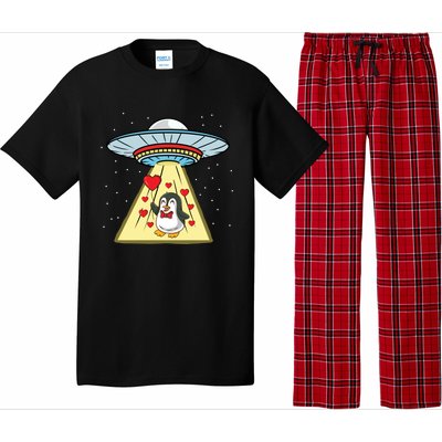 Ufo Abduction Penguin Valentines Day Cute Gift Pajama Set