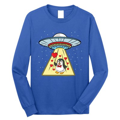 Ufo Abduction Penguin Valentines Day Cute Gift Long Sleeve Shirt