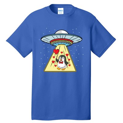 Ufo Abduction Penguin Valentines Day Cute Gift Tall T-Shirt