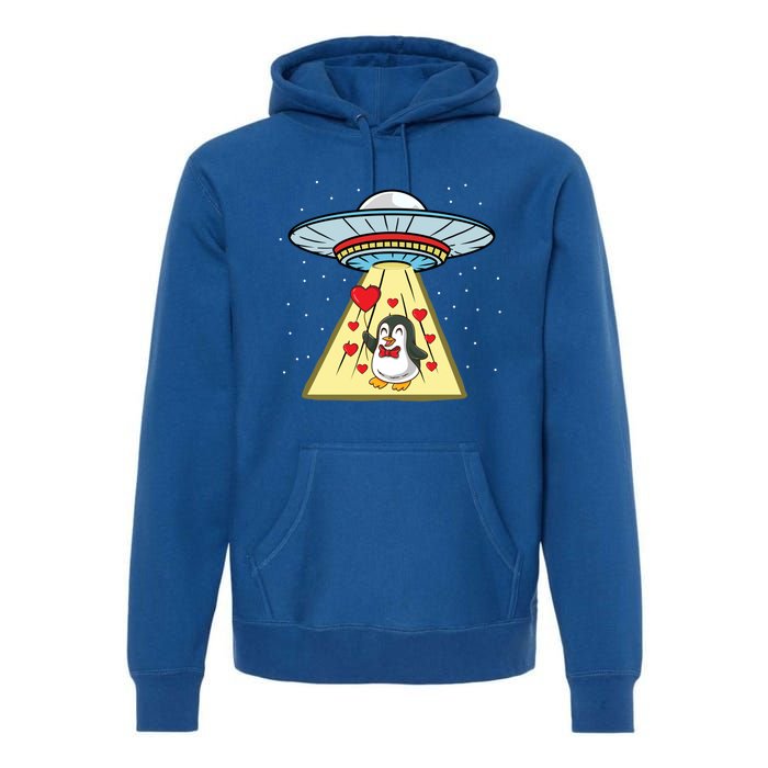 Ufo Abduction Penguin Valentines Day Cute Gift Premium Hoodie