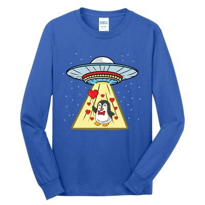 Ufo Abduction Penguin Valentines Day Cute Gift Tall Long Sleeve T-Shirt