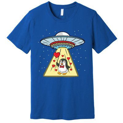 Ufo Abduction Penguin Valentines Day Cute Gift Premium T-Shirt