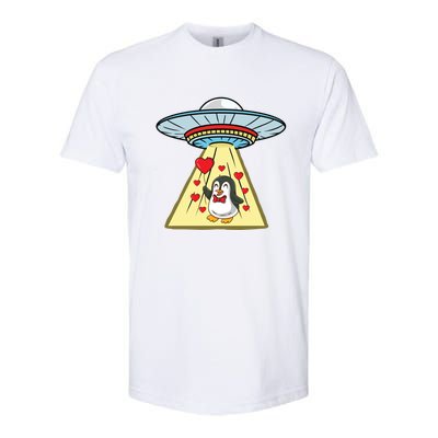 Ufo Abduction Penguin Valentines Day Cute Gift Softstyle CVC T-Shirt