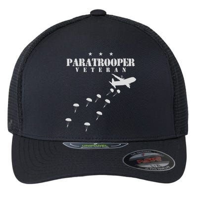 U.S Airborne Paratroopers Veteran Vintage Flexfit Unipanel Trucker Cap