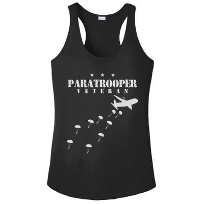 U.S Airborne Paratroopers Veteran Vintage Ladies PosiCharge Competitor Racerback Tank