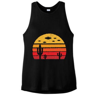 Ufo Alien Retro Desert Extraterrestrial Gift Ladies PosiCharge Tri-Blend Wicking Tank