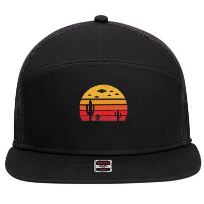 Ufo Alien Retro Desert Extraterrestrial Gift 7 Panel Mesh Trucker Snapback Hat