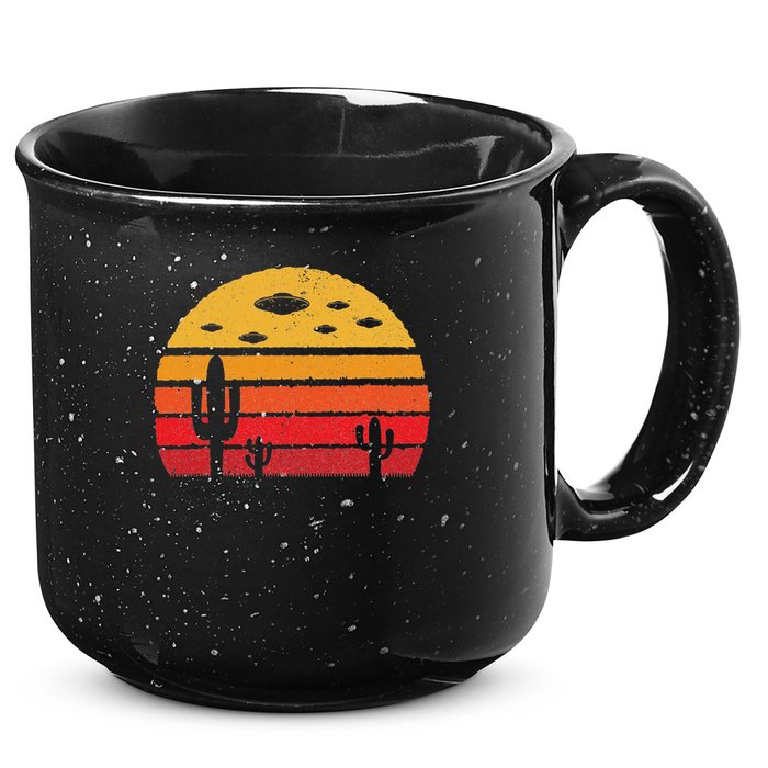 Ufo Alien Retro Desert Extraterrestrial Gift 15oz Campfire Ceramic Mug