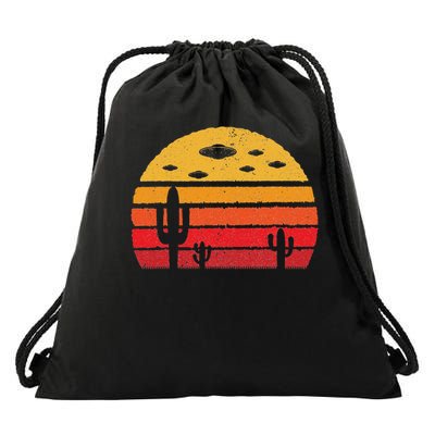 Ufo Alien Retro Desert Extraterrestrial Gift Drawstring Bag