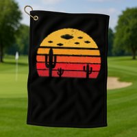 Ufo Alien Retro Desert Extraterrestrial Gift Golf Towel