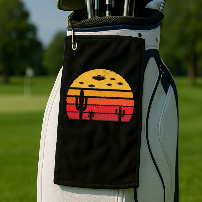 Ufo Alien Retro Desert Extraterrestrial Gift Golf Towel
