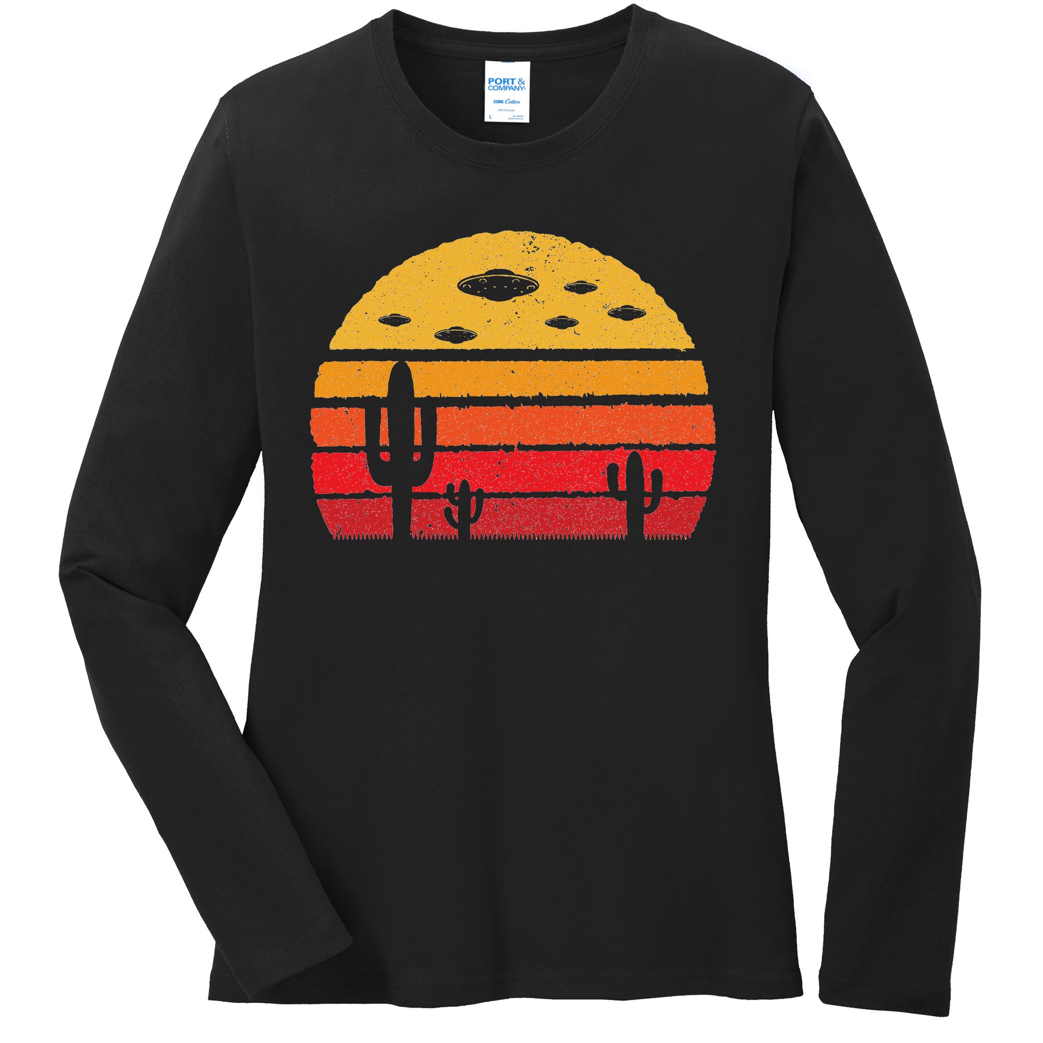 Ufo Alien Retro Desert Extraterrestrial Gift Ladies Long Sleeve Shirt