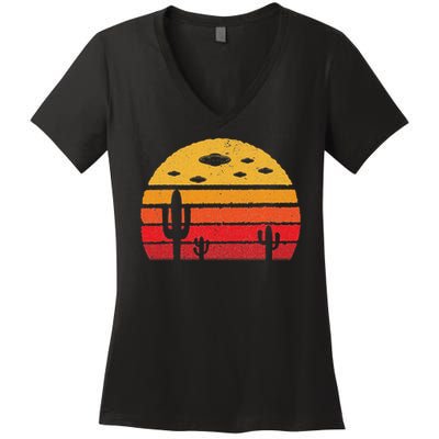 Ufo Alien Retro Desert Extraterrestrial Gift Women's V-Neck T-Shirt