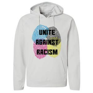 Unite Against Racism Anti Trump & No Racism Performance Fleece Hoodie