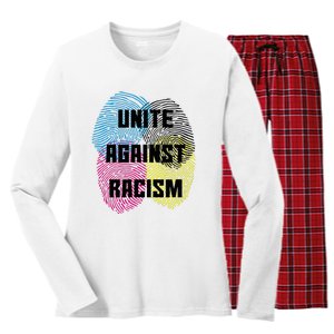 Unite Against Racism Anti Trump & No Racism Women's Long Sleeve Flannel Pajama Set 