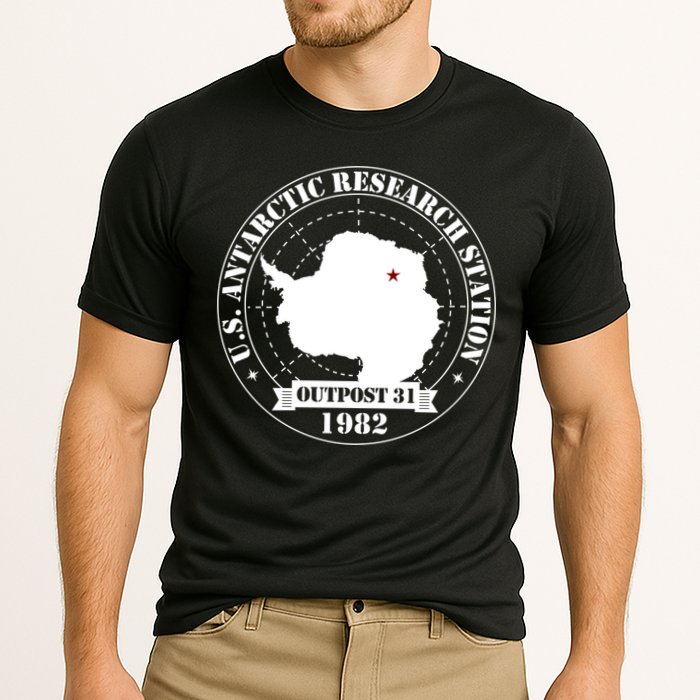 Us Antarctic Research Station Outpost 31 Year 1982 Gift Cooling Performance Crew T-Shirt