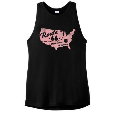 Usa Apparel Route 66 Main Street Of America Ladies PosiCharge Tri-Blend Wicking Tank