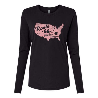 Usa Apparel Route 66 Main Street Of America Womens Cotton Relaxed Long Sleeve T-Shirt