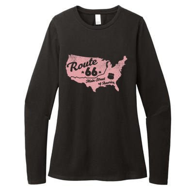 Usa Apparel Route 66 Main Street Of America Womens CVC Long Sleeve Shirt