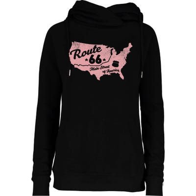 Usa Apparel Route 66 Main Street Of America Womens Funnel Neck Pullover Hood