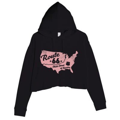 Usa Apparel Route 66 Main Street Of America Crop Fleece Hoodie