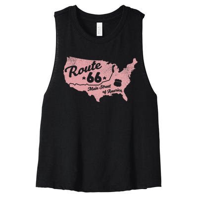 Usa Apparel Route 66 Main Street Of America Women's Racerback Cropped Tank