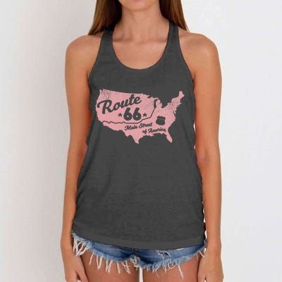 Usa Apparel Route 66 Main Street Of America Women's Knotted Racerback Tank