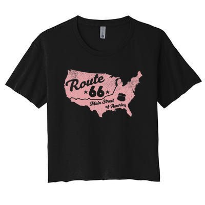 Usa Apparel Route 66 Main Street Of America Women's Crop Top Tee