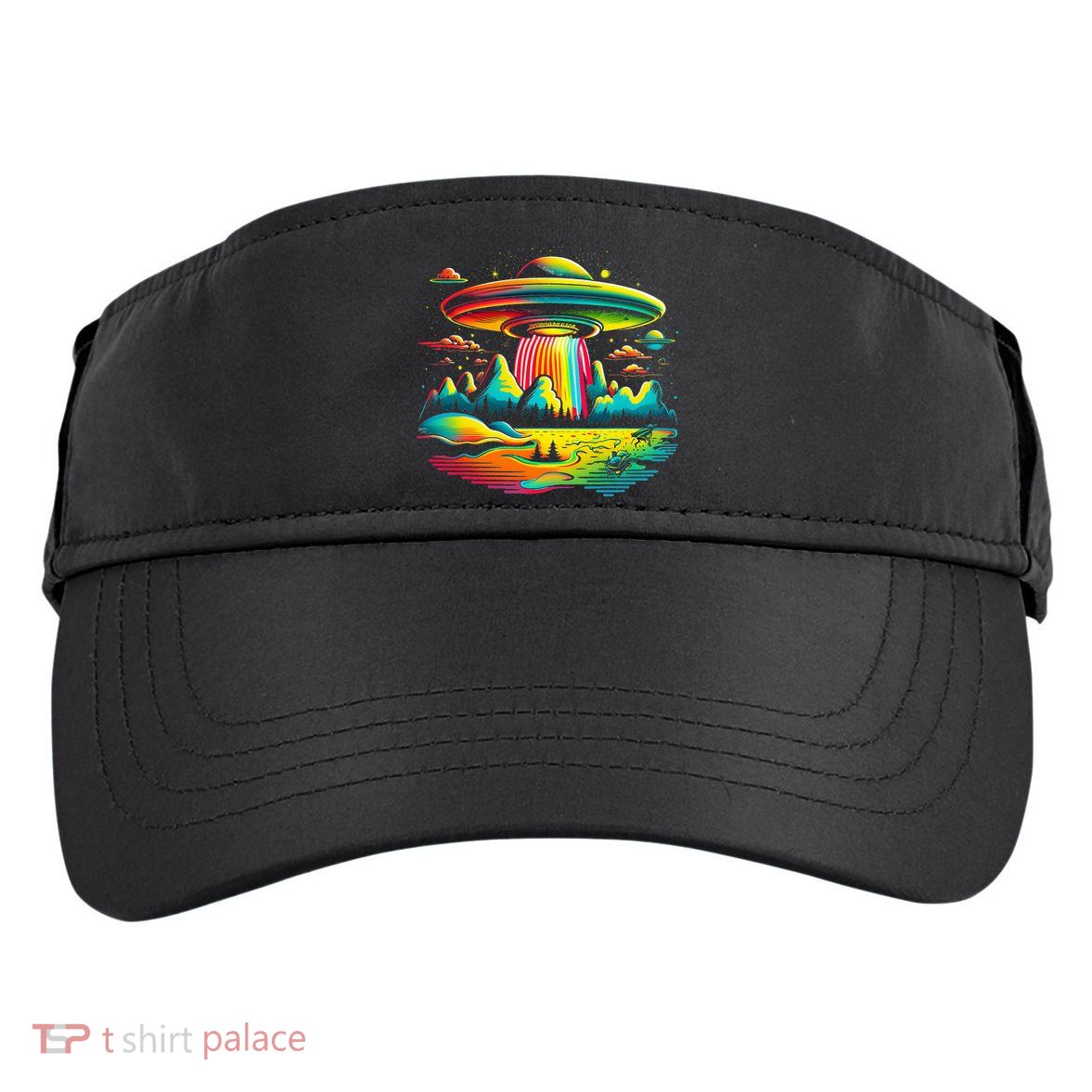 UFO Alien Retro Bright Mountain Lake Camping Visitor Adult Drive Performance Visor