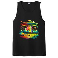UFO Alien Retro Bright Mountain Lake Camping Visitor PosiCharge Competitor Tank