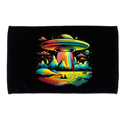 UFO Alien Retro Bright Mountain Lake Camping Visitor Microfiber Hand Towel