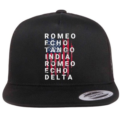 Us Army Retired Phonetic Military Alphabet Gift Flat Bill Trucker Hat