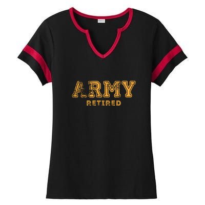 US Army Retired Retirement Gift Ladies Halftime Notch Neck Tee