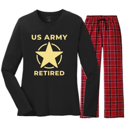 US Army Retired Veteran Gift Women's Long Sleeve Flannel Pajama Set 