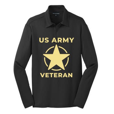 US Army Retired Veteran Gift Silk Touch Performance Long Sleeve Polo